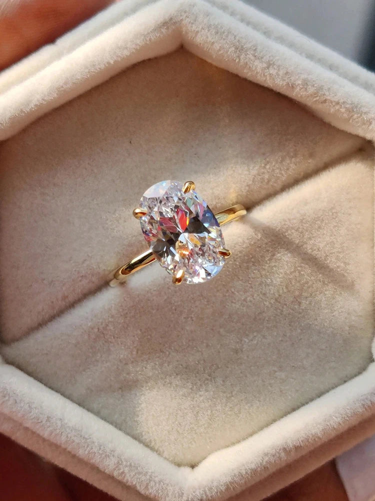 925 Sterling Silver Oval Zircon Ring – Luxury Engagement & Wedding Band for Women 1–8CT