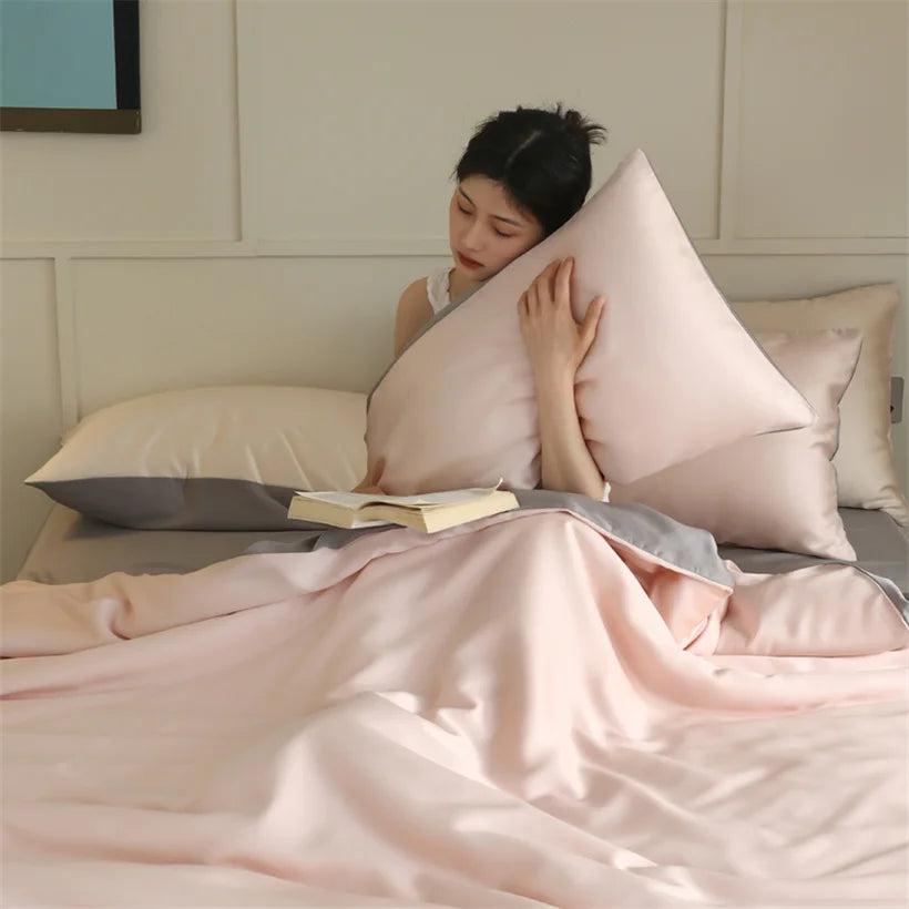 100% Mulberry Silk Bedding Set – Luxury Duvet Cover, Bed Sheet & Pillowcase Set