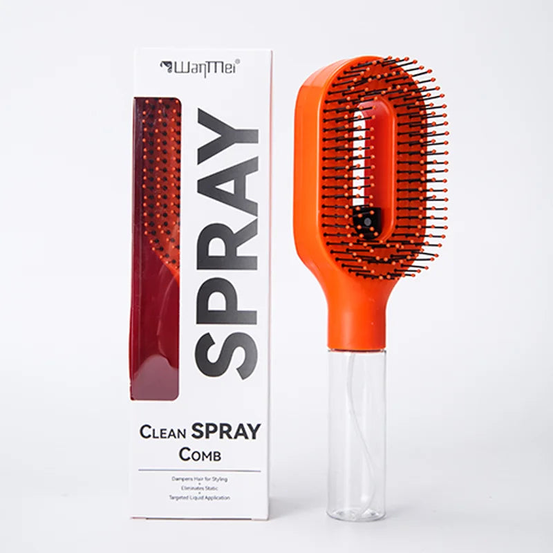 2-in-1 Detangling Spray Hair Brush with Water Mist Bottle – Anti-Static Scalp Massage Comb for All Hair Types