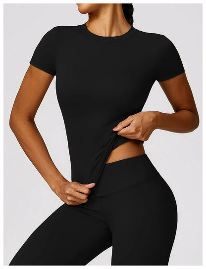 Camiseta de running NCLAGEN para mujer – Top deportivo transpirable de manga corta para gimnasio, yoga, fitness, entrenamiento y ropa deportiva