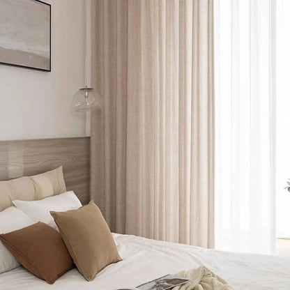 Cortinas de algodón y lino estilo japonés – Paneles de ventana semitraslúcidos para dormitorio y sala de estar