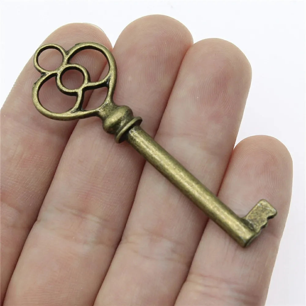 2 pendentifs clé de grande taille – Breloques de style tibétain pour la création de bijoux, fournitures artisanales pour colliers, bracelets et accessoires