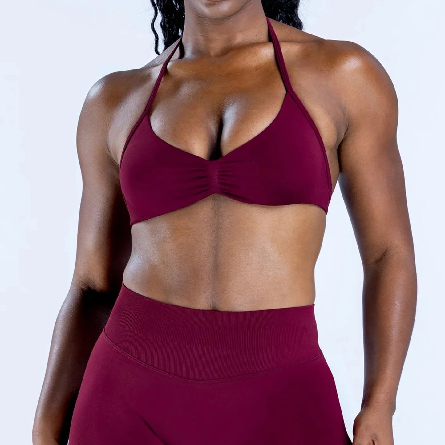 Women’s Seamless Yoga Set – 2PCS Strappy Sports Bra & High Waist Scrunch Shorts Gym Workout Outfit