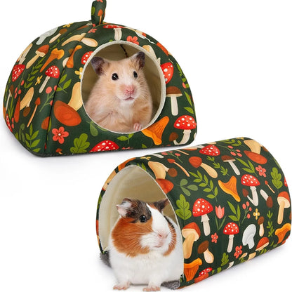 2PCS Washable Guinea Pig Hideout & Tunnel Set – Cozy Small Animal Toys and Cage Accessories for Guinea Pigs, Rabbits & Other Small Pets