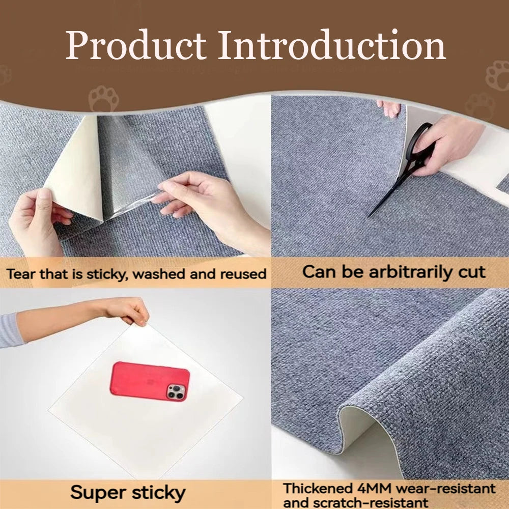 Tapis auto-adhésif à griffer pour chats – Protection de tapis DIY prédécoupable pour murs, coins et meubles