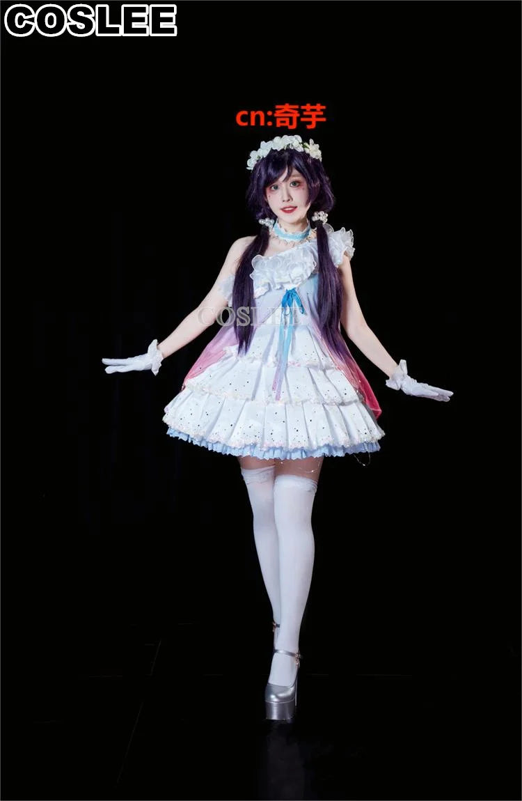 COSLEE LoveLive Aqours “The Dreaming Gate” Cosplay Costume – All Members Blue Singing Dress (Nozomi, Nico, Hanayo, Maki)