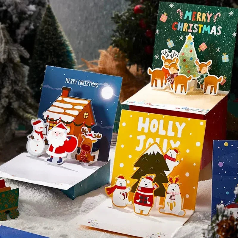 3D Folding Christmas Greeting Card – Merry Christmas & Happy New Year Gift Card for Xmas Party, Navidad & Holiday Decor