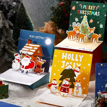 3D Folding Christmas Greeting Card – Merry Christmas & Happy New Year Gift Card for Xmas Party, Navidad & Holiday Decor