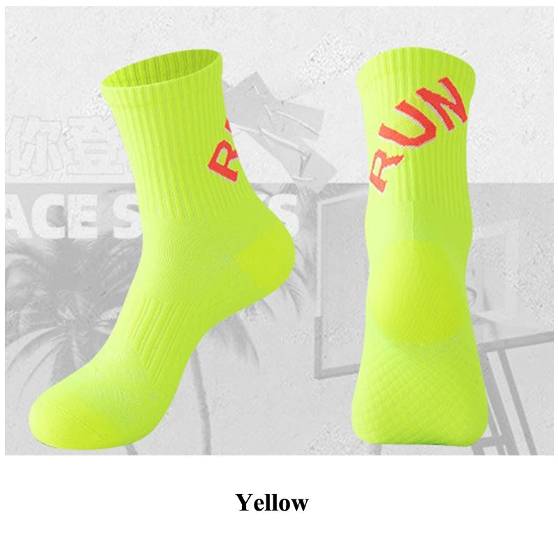 Running Socks for Men & Women – Quick-Dry Middle Tube Crew Socks for Marathon, Cycling & Fitness Training