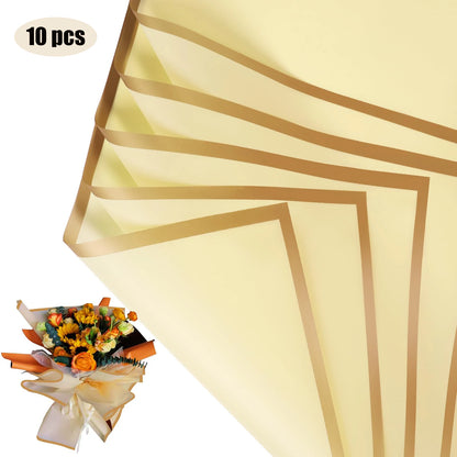 10 hojas de papel de envolver flores impermeable con bordes dorados para ramos, bodas, regalos y arreglos florales de bricolaje