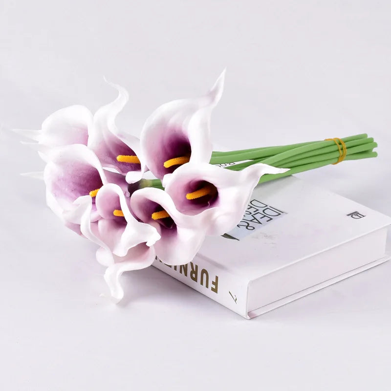 5/10/15/20pcs Real Touch Calla Lily Artificial Flowers – Realistic Faux Calla Lily Bouquet for Wedding Bridal Arrangements, Home Décor & Floral Decoration