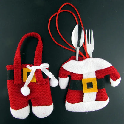 6PCS Santa Suit Cutlery Holders – Christmas Silverware Pocket Bags for Tableware, Xmas & New Year Party Table Decor