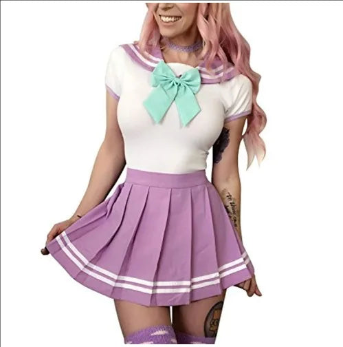 Sailor Moon Cosplay Romper Costume – Cute Girl Cotton Bodysuit Set | Pleated Skirt Pajama-Style Outfit (Women / Party Wear)