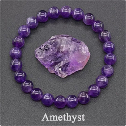 Bracelet en perles de cristal d'améthyste naturelle – Bracelet en pierres véritables pour femmes, bijoux énergétiques Reiki et accessoire de mode