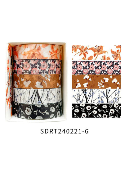 5 Rolls Romantic Flower Washi Tape Set – Cute Floral Decorative Tape for Journaling, Scrapbooking, Diary & Student DIY Crafts