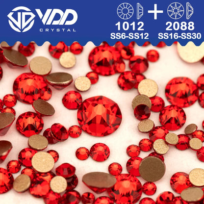 VDD Piedras Preciosas de Cristal Doradas de Fondo Plano – 2088 Cristales de Strass para Arte de Uñas, Manualidades y Decoraciones DIY