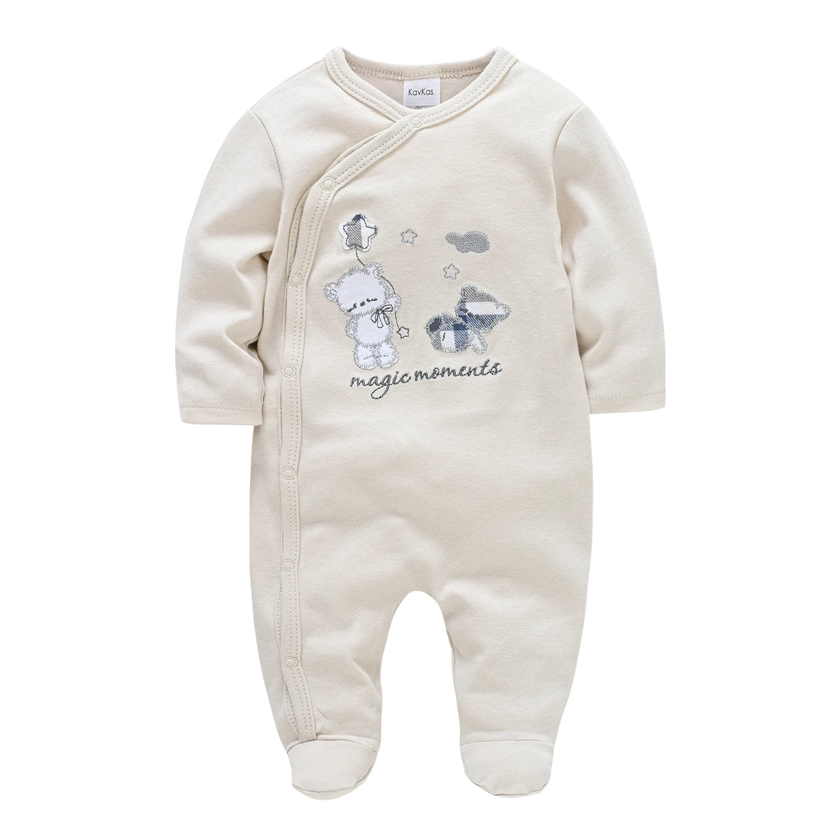 Spring Baby Boy Cotton Romper – Blue Bear Print Knit Jumpsuit & Newborn Overalls Pajamas, Soft Casual Outfit for Infants & Toddlers