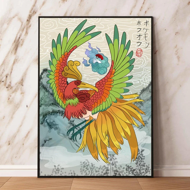Japanese Anime Pokémon Canvas Wall Art – Pikachu, Charmander & Eevee Watercolor Poster Print Home Decor