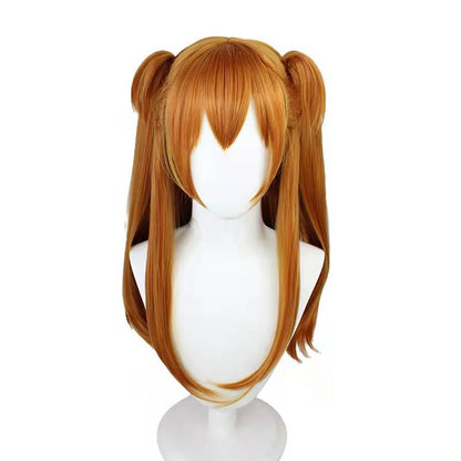 Asuka Langley Soryu Cosplay Costume Set – Wig & Hair Clips (Anime Character Accessories for Women/Girls, Halloween Party Outfit)