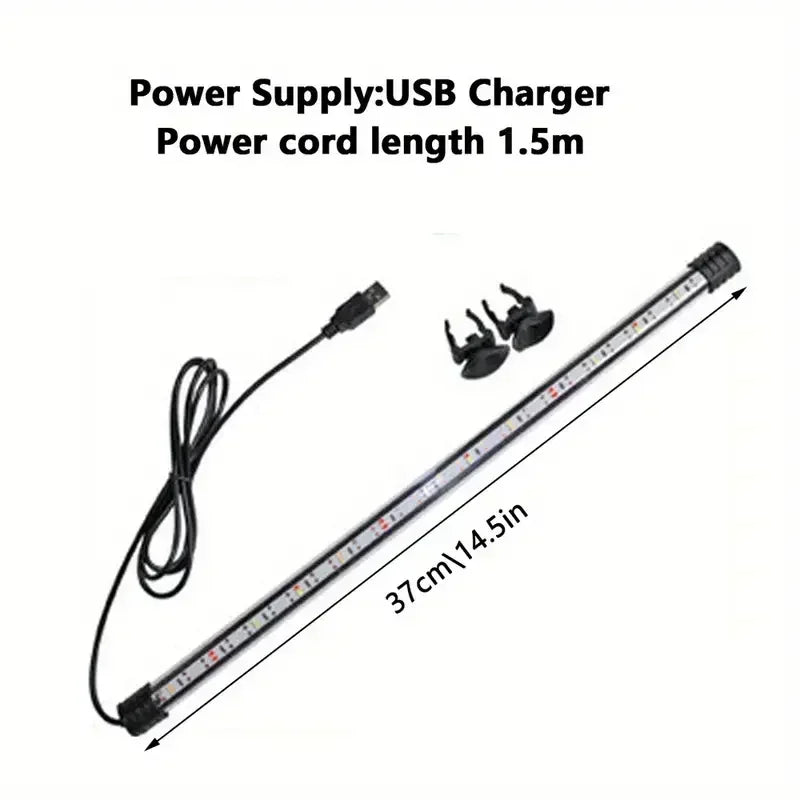 17-47cm Multicolor Aquarium LED Light – USB Waterproof Submersible Fish Tank Mood Lamp, Decorative Plant & Aquatic Grow Light