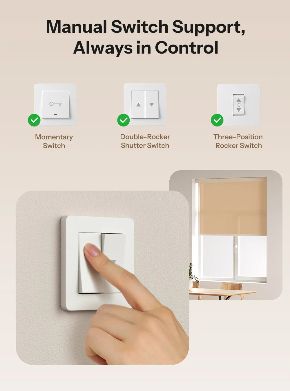 SONOFF MINI-ZBRBS Zigbee Smart Roller Shutter Switch – Controlador inteligente de cortinas, módulo de motor de persianas compatible con ZigBee Hub, automatización de escenas locales e interruptor amplificador de señal para eWeLink Smart Home