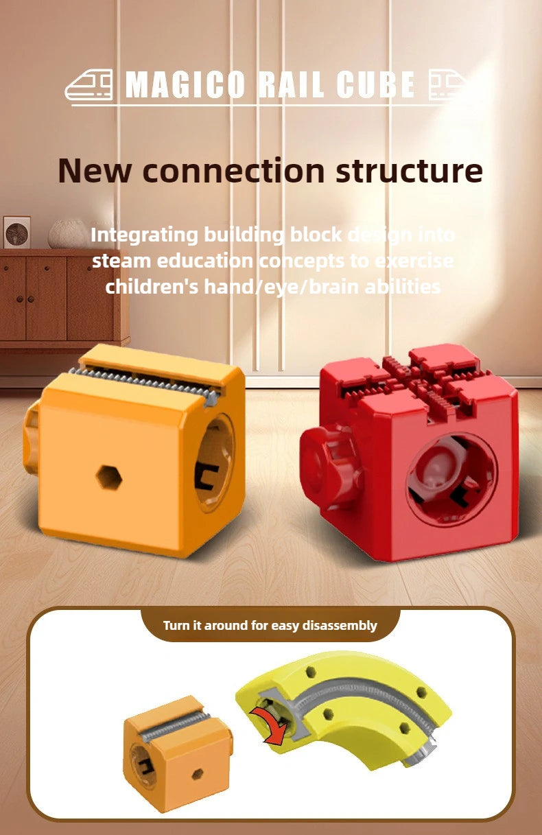Ensemble de construction de train magique – Jouet de labyrinthe de voiture de rail magnétique électrique pour enfants, cadeau éducatif STEM