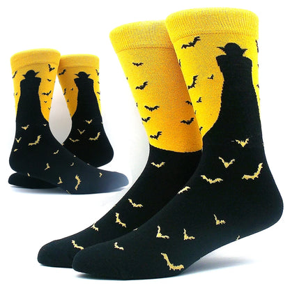 Funny Colorful Hip Hop Socks – Combed Cotton Animal, Astronaut & Geometric Print Socks for Men & Women, Business Dress Wear