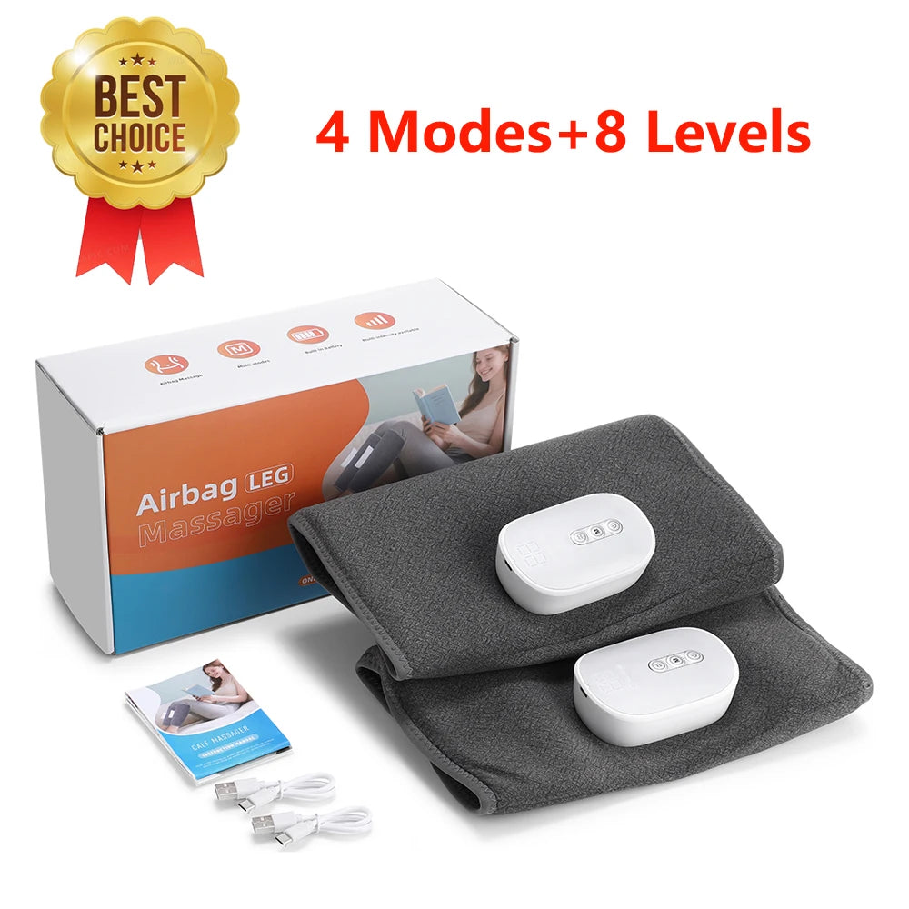 Wireless 360° Air Pressure Calf Massager – Electric 3-Mode Airbag Compression Leg & Foot Massage Device for Muscle Relaxation