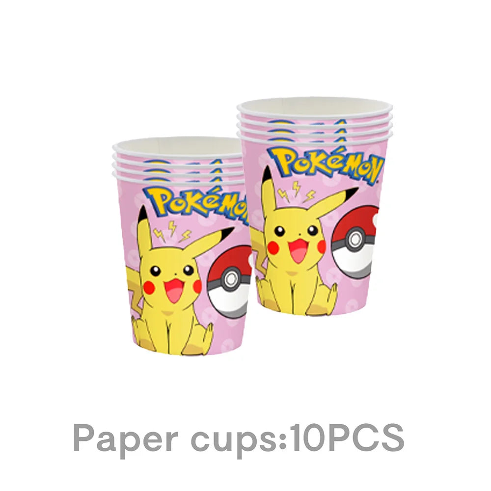 Pokémon Birthday Party Supplies Set – Paper Plates, Cups, Napkins, Tablecloth, Gift Bag Fillers & Guest Favors for Pikachu Party & Baby Shower
