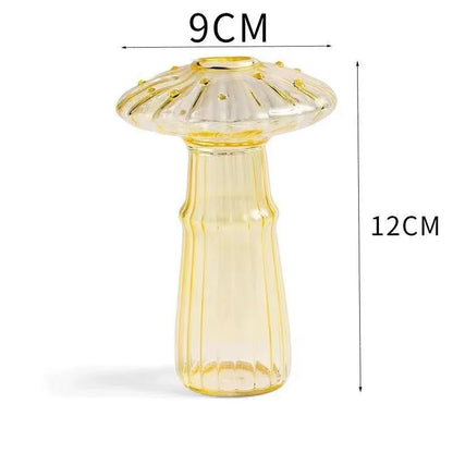 Transparent Glass Mushroom Vase – Hydroponic Planter for Flowers, Plants & Home Décor