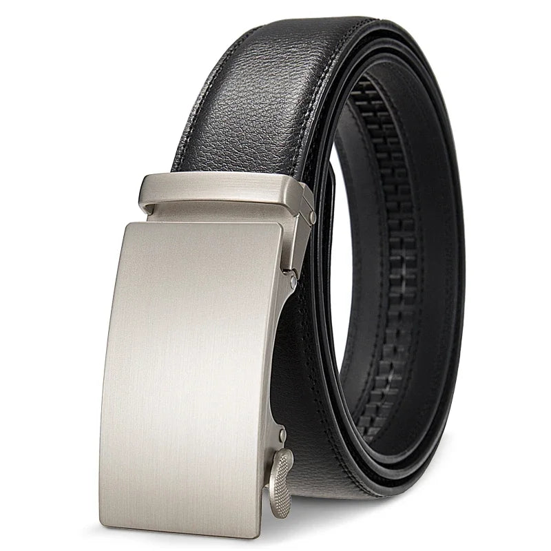 Men's 3.5cm Alloy Automatic Buckle Belt – Durable PU Leather Waist Belt, High-End Fashion Business Strap for Casual & Formal Wear