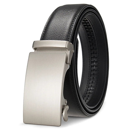 Men's 3.5cm Alloy Automatic Buckle Belt – Durable PU Leather Waist Belt, High-End Fashion Business Strap for Casual & Formal Wear