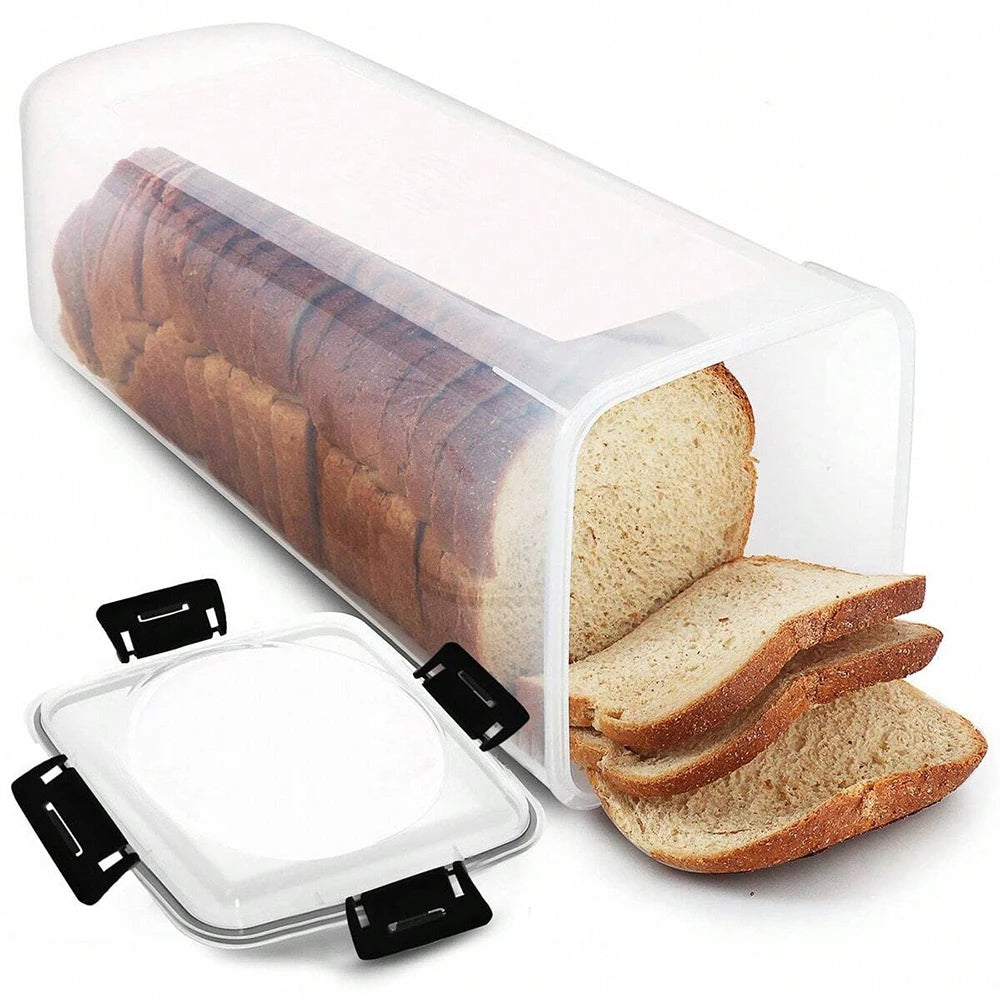 Clear Airtight Bread Box with Lid – Tall Bread Loaf Storage Container for Sandwich & Homemade Bread, Kitchen Food Saver Organizer