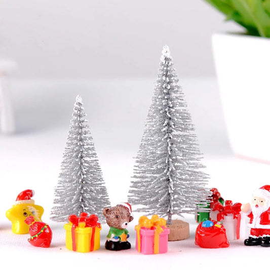 6PCS Mini Christmas Trees – PVC Micro Landscape Xmas Tree Decorations in 7CM/9CM Sizes for Home, Navidad & Holiday Gifts