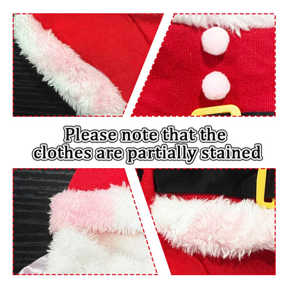 Cute Santa Claus Dog & Cat Costume – Christmas Jumpsuit Outfit for Small Dogs, Cats & Yorkies, Festive Cosplay Dress-Up Clothes