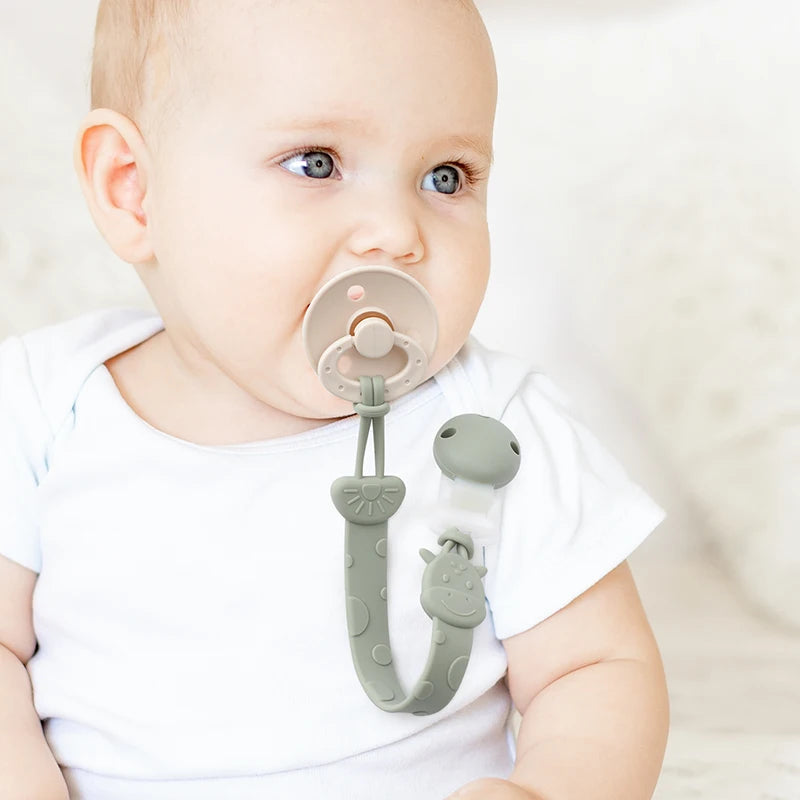 Clip de Chupete de Silicona sin BPA – Sujetachupetes de Una Sola Pieza para Bebés Niños y Niñas de 3+ Meses, Accesorio Seguro para Bebés