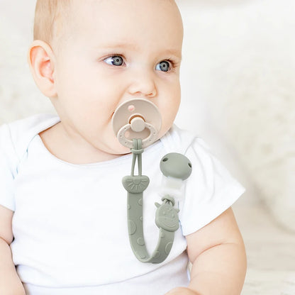 Clip de Chupete de Silicona sin BPA – Sujetachupetes de Una Sola Pieza para Bebés Niños y Niñas de 3+ Meses, Accesorio Seguro para Bebés