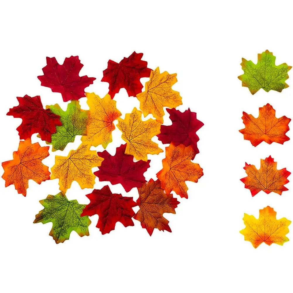 50PCS Artificial Maple Leaves – Handmade Silk Leaf Plants for DIY Crafts, Stacked Maple Leaf Arrangements & Autumn Decorations