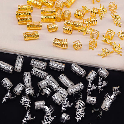 40/80PCS Anillos Huecos para el Pelo – Accesorios DIY de Joyería para Rastas para Mujeres y Niñas | Decoración para Trenzas y Peinados