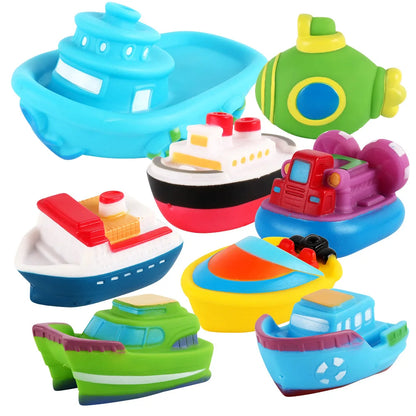 Baby Bath Toys Soft Rubber Floating Car, Boat & Plane Water Squeeze Toys for Toddlers