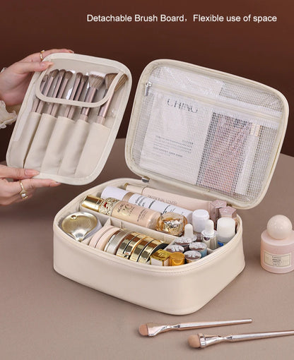 Bolsa de cosméticos de gran capacidad para mujer – Organizador de maquillaje de lujo portátil, neceser de viaje para productos esenciales de belleza, cuidado de la piel, cosméticos y accesorios personales