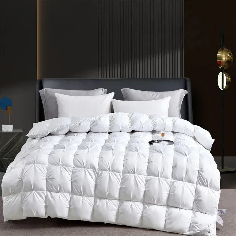 Edredón de lujo 100% plumón de ganso blanco – Duvet ligero y cálido de invierno con diseño plisado