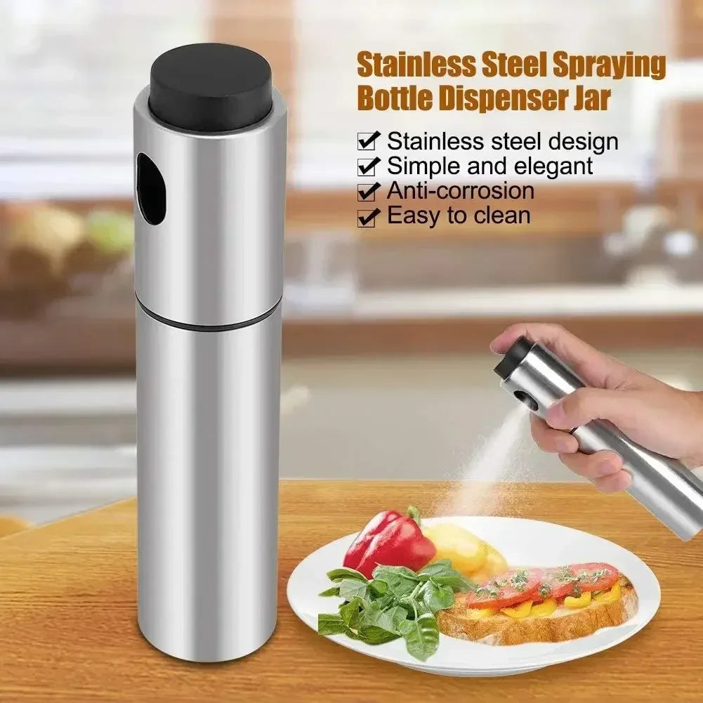100ML 304 Stainless Steel Oil Sprayer – BBQ Olive Oil & Vinegar Spray Bottle for Kitchen Cooking and Grilling
