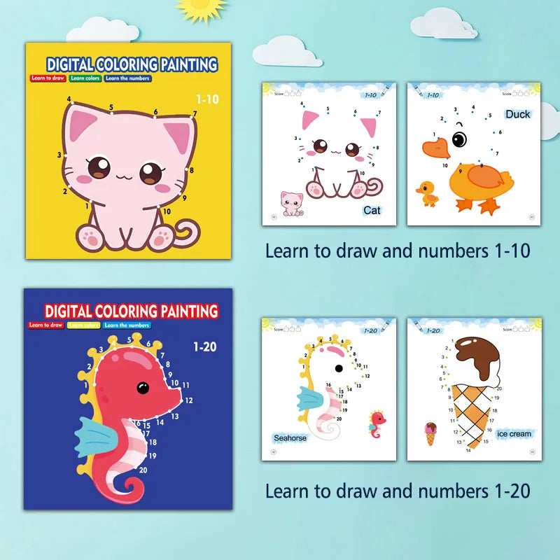 Libro de dibujo para niños – Cuaderno de práctica de garabatos con aprendizaje de números, juegos de dibujo para educación temprana, libro de actividades de arte creativo y divertido regalo navideño para niños