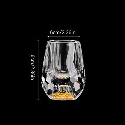 Luxury Crystal Glass Cup with Gold Foil Double Bottom, Vodka Shot Glass, Sake and Shochu Drinking Cup, Liqueur Glass, Elegant Tea Cup, Premium Bar Drinkware Gift