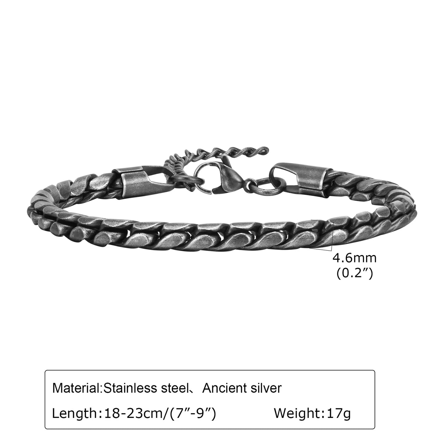 Vintage Byzantine Chain Bracelet – Stainless Steel Braided Link Wristband for Men & Boys | Retro Fashion Jewelry Gift for Father
