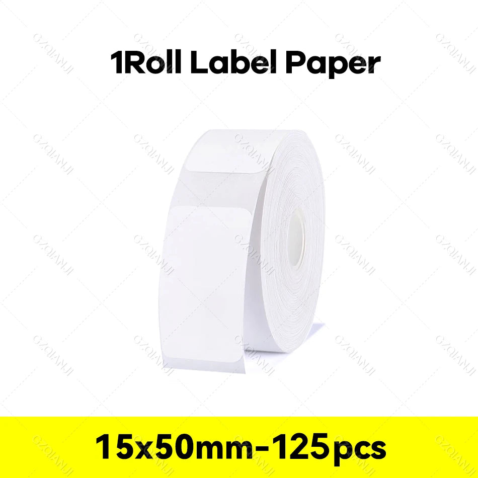 Niimbot D110 Label Maker Tape – Waterproof Self-Adhesive Sticker Paper, Compatible Label Roll for Niimbot D11/D101 Portable Printer, White Thermal Labels 12-15mm