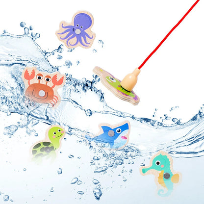Jouet de Pêche Magnétique en Bois – Jeu d'Apprentissage Montessori sur la Vie Marine, Activité de Pêche Éducative Précoce pour Bébé, Jouet de Développement Cognitif Interactif Parent-Enfant pour Enfants