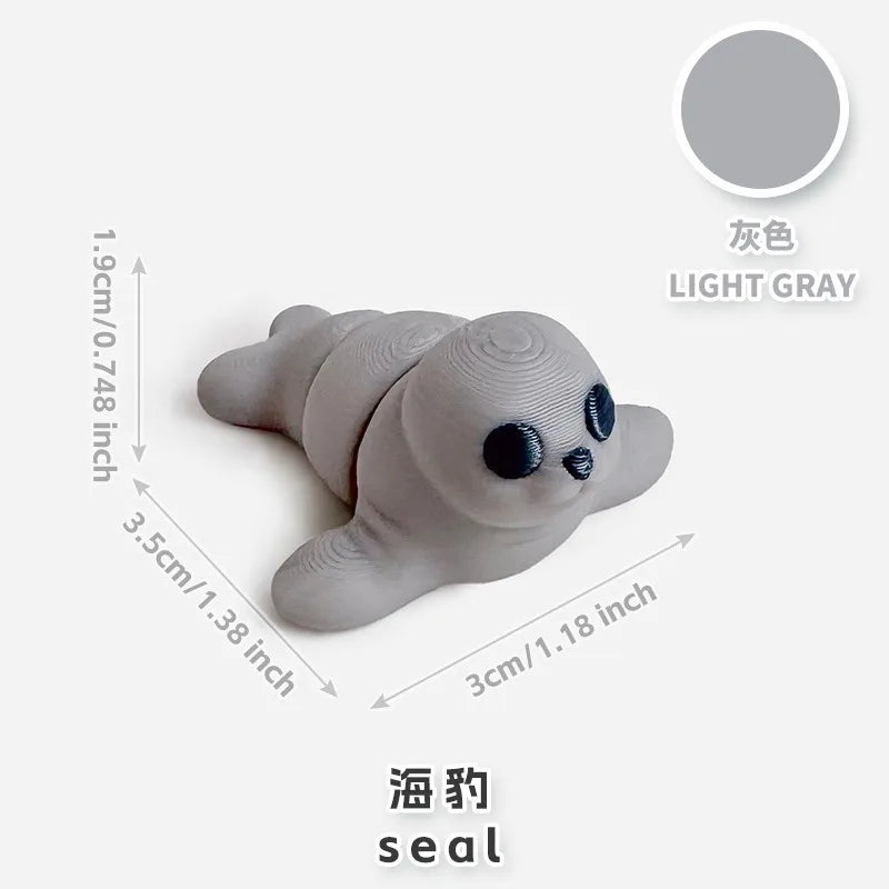 10/50 unidades de figuras de mini animales impresas en 3D – Modelos de simulación de dibujos animados móviles, juguetes coleccionables bonitos, decoración de escritorio y set de regalo de cumpleaños