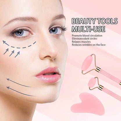 7/12PCS Facial Mask Care Kit – Pink Hair Band, Facial Massager & Scraping Board Set with Skincare Tools for Home Beauty & Face Care